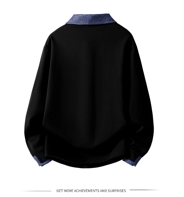 JEEP Men's Spring Heavyweight Loose Shirt Collar Sweatshirt Trendy Black M 5