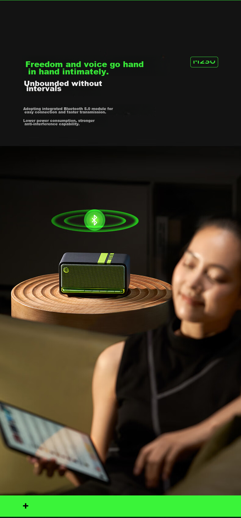 EDIFIER M230 High-Fidelity Retro Bluetooth Portable Speaker, Desktop Wooden Audio System, Stereo Surround Sound, Ultra-Long Battery Life, Green Demon Black, Graduation Gift 10
