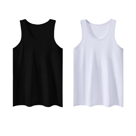 Borui Men's Vest Spring Summer Pure Cotton Youth Sports Sleeveless Middle-aged and Elderly Loose Fit Cotton Undershirt 2 Pieces