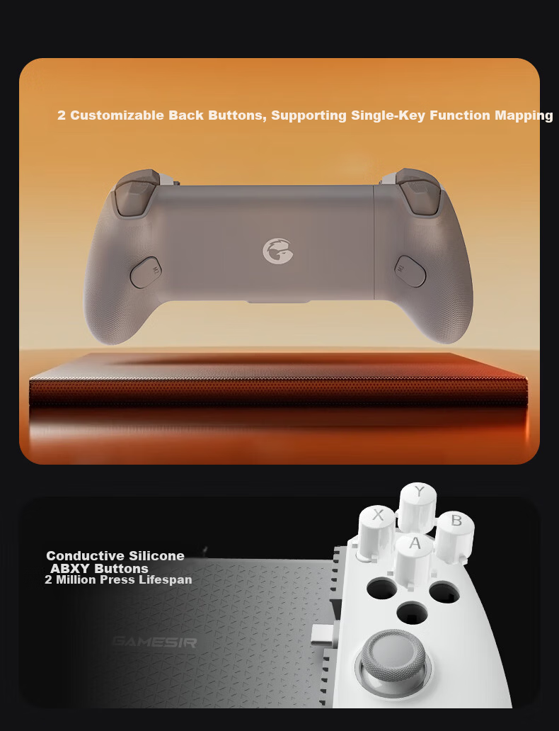 GAMESIR G8+ Apple MFI Certified Stretchable Game Controller for iPhone 15/16/17, iPad Mini 6/7, Wired Type-C Motion Sensor, Genshin Impact iOS Compatible 8