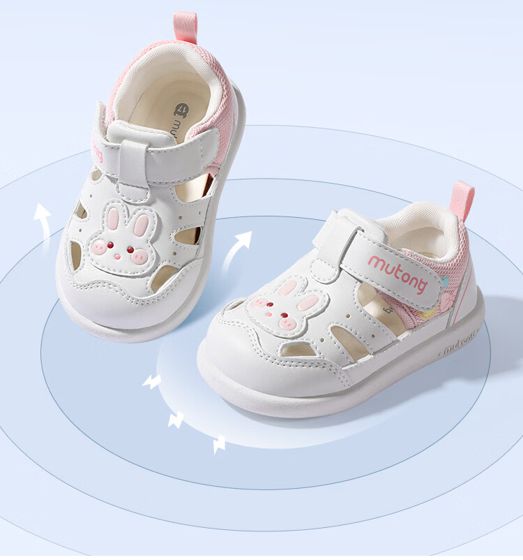 Pastoral Baby Soft Sole Sandals Toddler Boys Summer Breathable Hollow Girls Shoes Rabbit Pink White Size 19 9