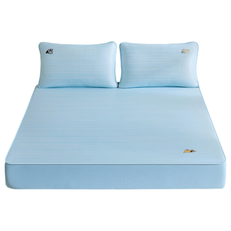 LOVO Luolai Class A Ice Silk Cooling Mat Double Three-Piece Set Blue 180*200cm [Machine Washable]