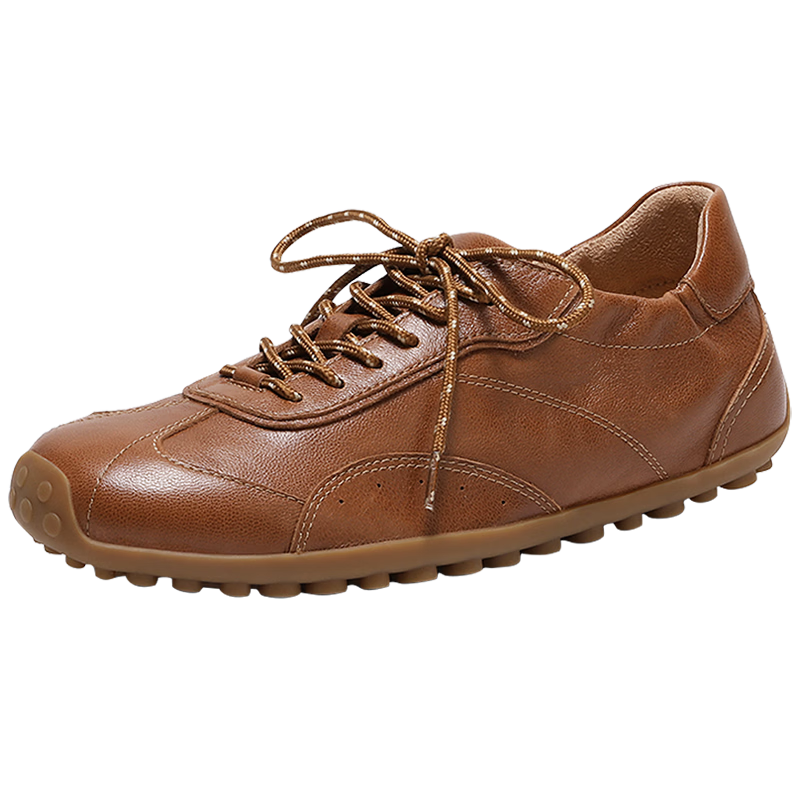 SENDA Women's 2026 Spring New Lambskin Training Shoes Flat Casual Sneakers 4XV21BM6 Brown Size 38