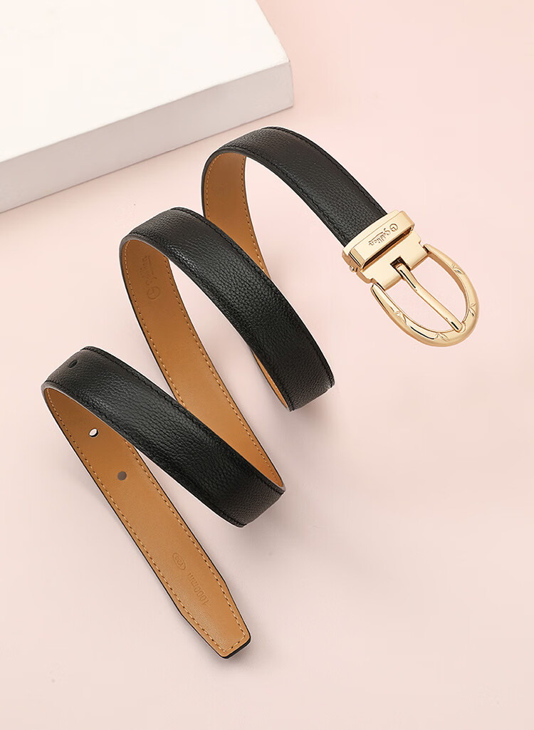 Goldlion Women's Leather Belt, Fashionable Pin Buckle Waistband, Versatile Belt Gift Box, Birthday Present 2