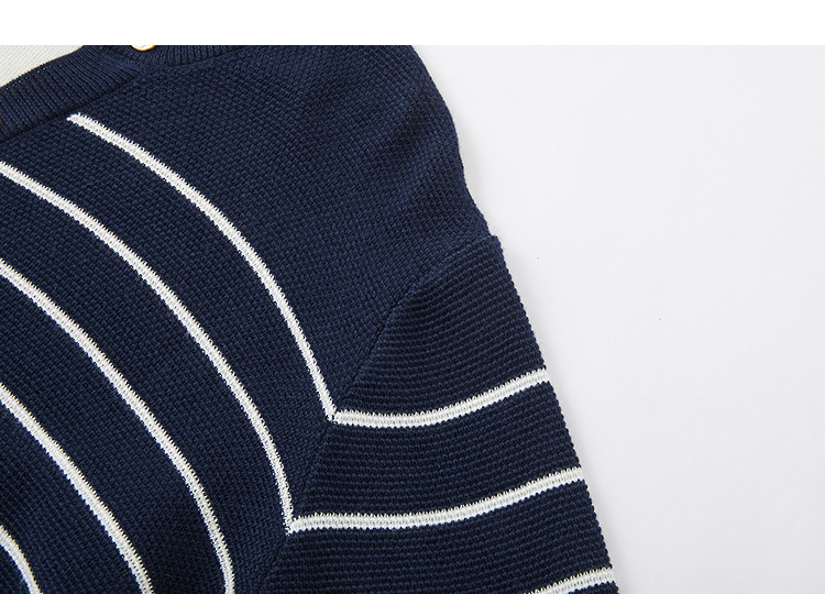 Demana Spring Design Faux Two-Piece Striped Color-Block Knit Sweater with Mulberry Silk and Wool for Women 14