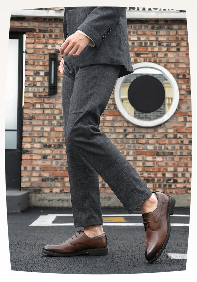 HLA Men's Leather Shoes, Business Genuine Leather Shoes for Men HAAPXM2FAV217, Height-Increasing Style, Size 42 11