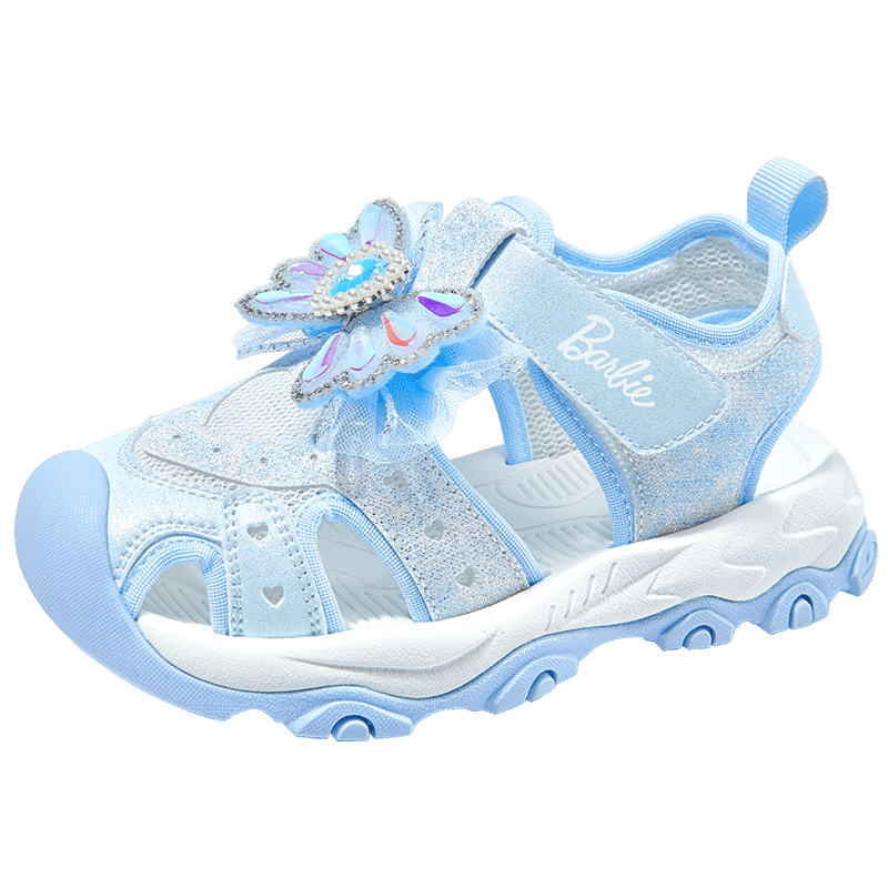 Barbie Girls' Sandals, Casual Outdoor Beach Summer Princess Closed-Toe Sports Sandals DA6309, Blue, Size 26