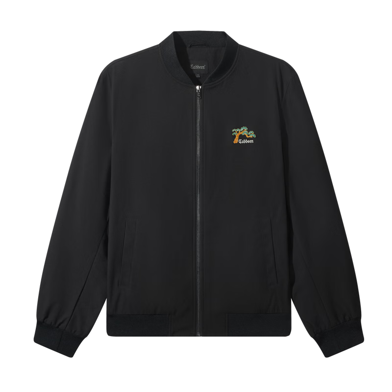 CABBEEN Solona Twill Men's Jacket with Pine Embroidery Chinese Style Windproof Long Sleeve Coat 2026 Spring