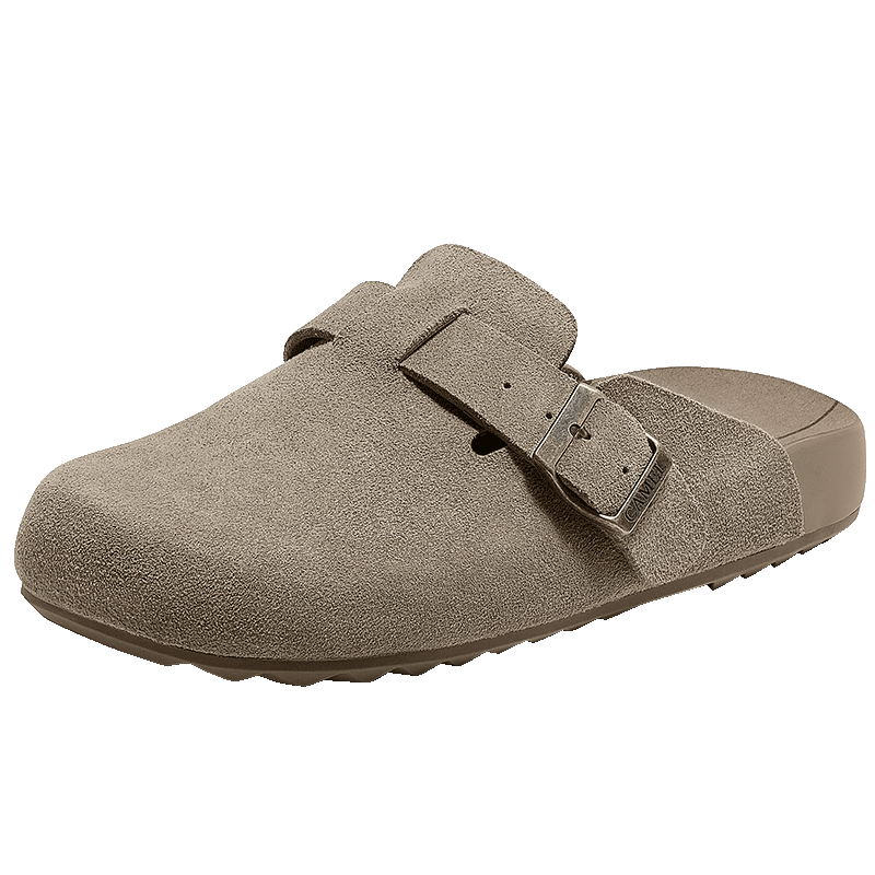 CAMEL Women's Birkenstock Style Genuine Leather Casual Low Heel Slip-On Shoes L25S700038 Gray Size 39