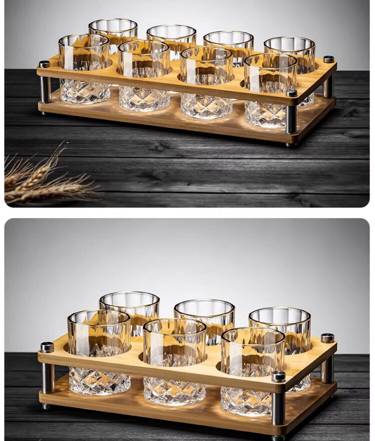 PINYU White Wine Glass Home Glass Shot Glass Premium Liquor Glass Gold Trim 12