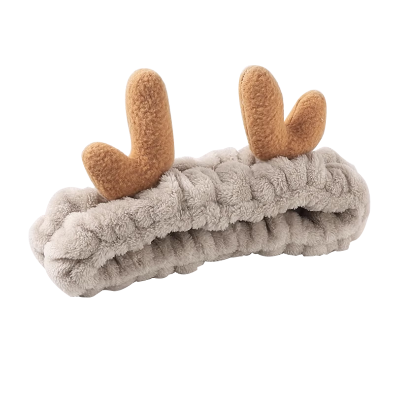 Chense Headband Hair Ties Cartoon Plush Face Washing Non-Slip Hair Band [Antler]