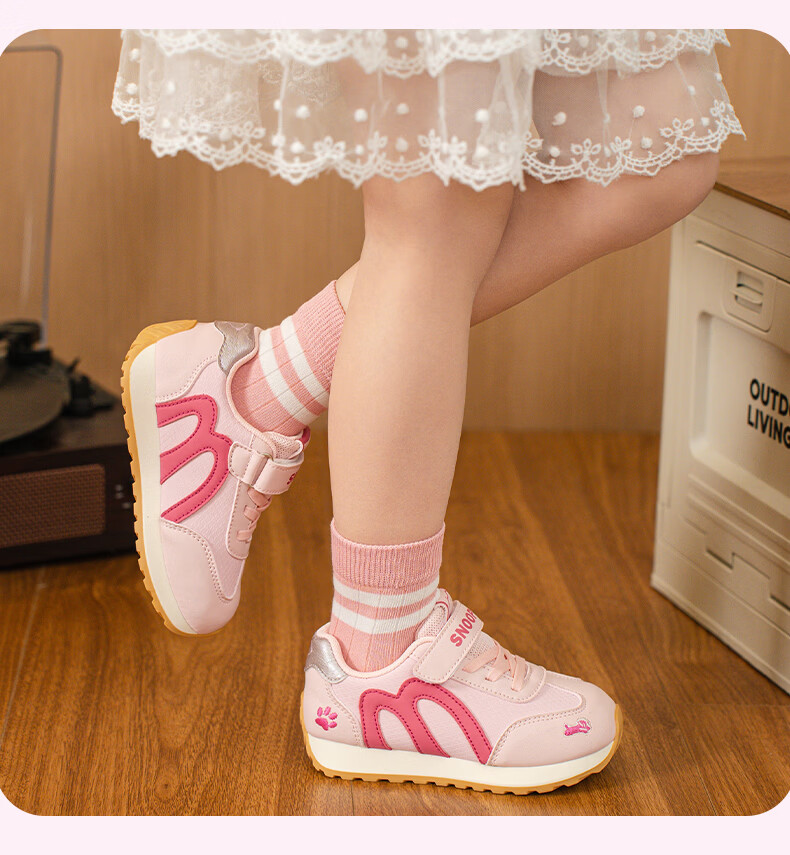 SNOOPY Girls Lightweight Sports Shoes 2026 Spring Children's German Training Shoes Boys Soft Sole Casual Shoes 0049 Pink Purple Size 35 7