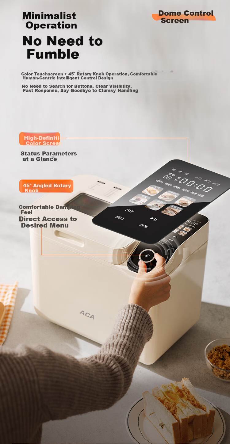 ACA Automatic All-In Bread Maker, Multifunctional Bread And Pastry Machine, Automatic Sprinkle Yeast Filling, Aluminum Pressed Inner Pot, T5 Pro 3