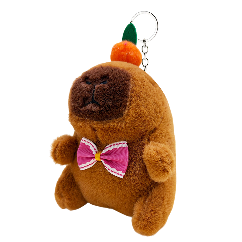 Miletang Capybara Plush Pendant, Cute Capybara Bag Charm, Keychain, Doll Bow Tie, Capybara Tail, 12cm