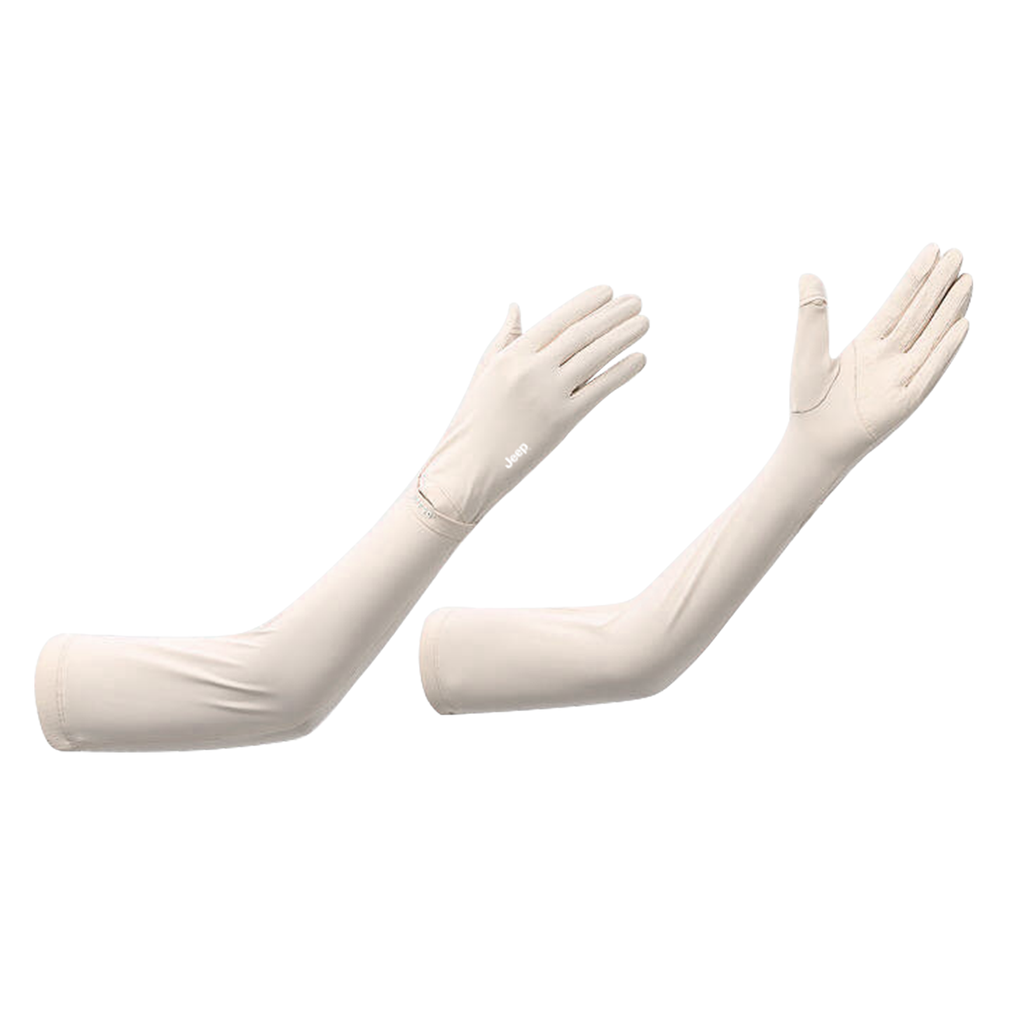 JEEP Women's Beige UV Protection Cooling Arm Sleeves Summer Thin Sun Protection Gloves for Cycling and Driving