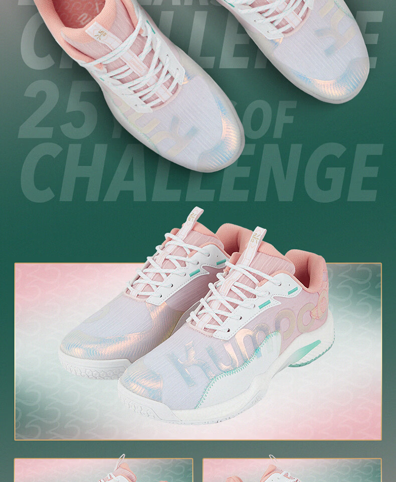 KUMPOO 25th Anniversary Limited Edition Badminton Shoes Anti-Twist Non-Slip Wear-Resistant Training Shoes KH-D72PRO.25th White Pink Size 40 15