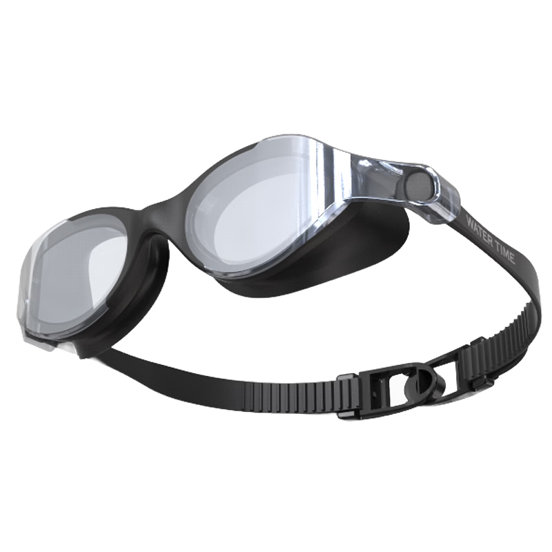 WATERTIME Men's Durable Anti-Fog HD Waterproof Swimming Goggles Professional Prescription Glasses Silver Black 200°