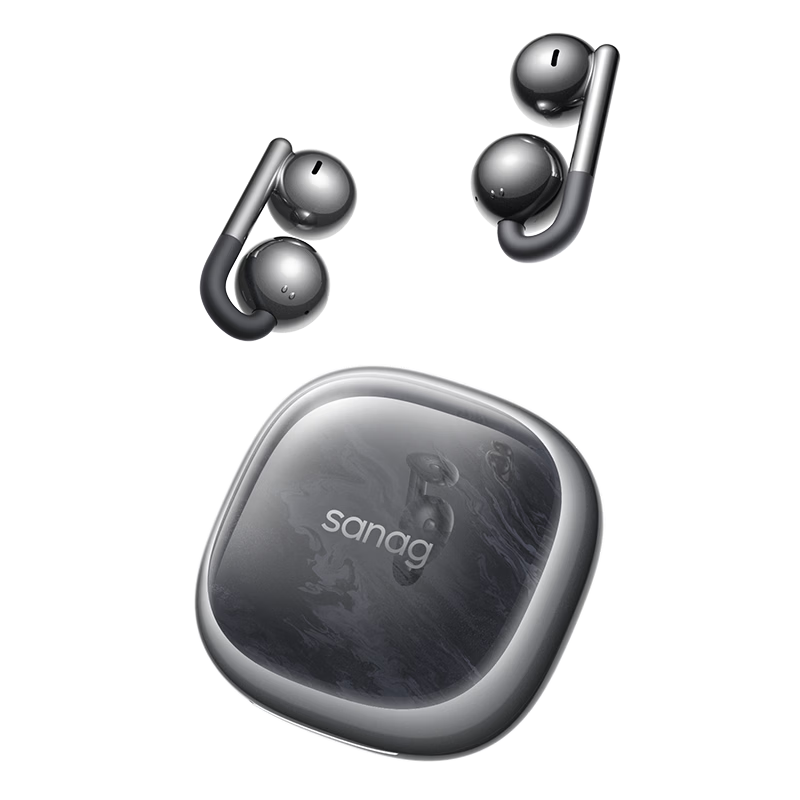 SANAG Sena F60 Bluetooth Earclip Wireless Open-Ear Sports Noise-Cancelling Headset for Apple Xiaomi Phones, Rock Black