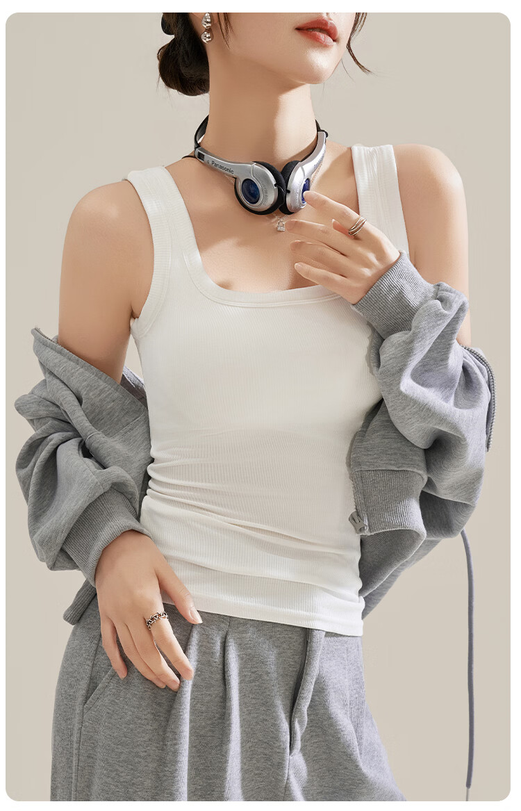 GUJIN Women's Spring Summer Camisole Vest Slim Fit Seamless Anti-Exposure Innerwear Top 7