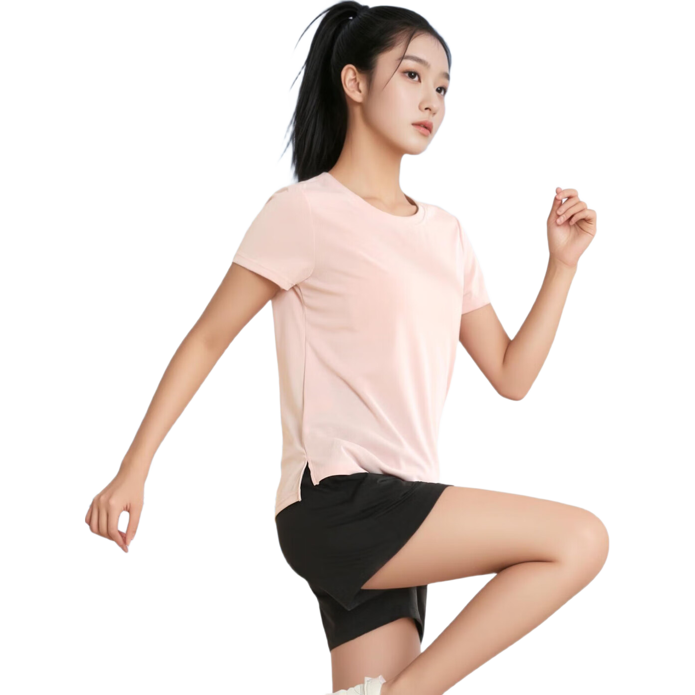 FANDIMU Sports T-Shirt, Women's High-Elasticity Breathable Training Fitness Running Quick-Dry Shirt, Men's Loose Couple Style Short Sleeve, Light Pink Women's L