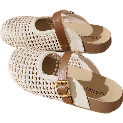 Zhuoshini Women's Vintage Slip-On Closed-Toe Sandals 2026 Summer New Breathable Mesh Birkenstock Style Half Slippers Off-White Size 38