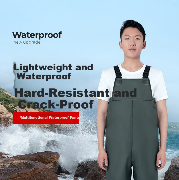 Gongtai Waterproof Fishing Pants Half-Length Rain Pants Unisex Waterproof Overalls Green Half-Length Size 44 1