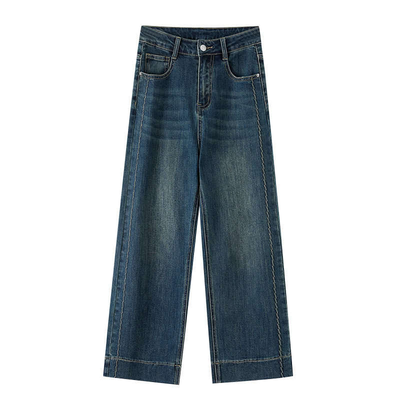 Langsha Women's 9/10 Length High-Waist Stretch Straight-Leg Loose Fit Wide-Leg Jeans Spring Summer New Style