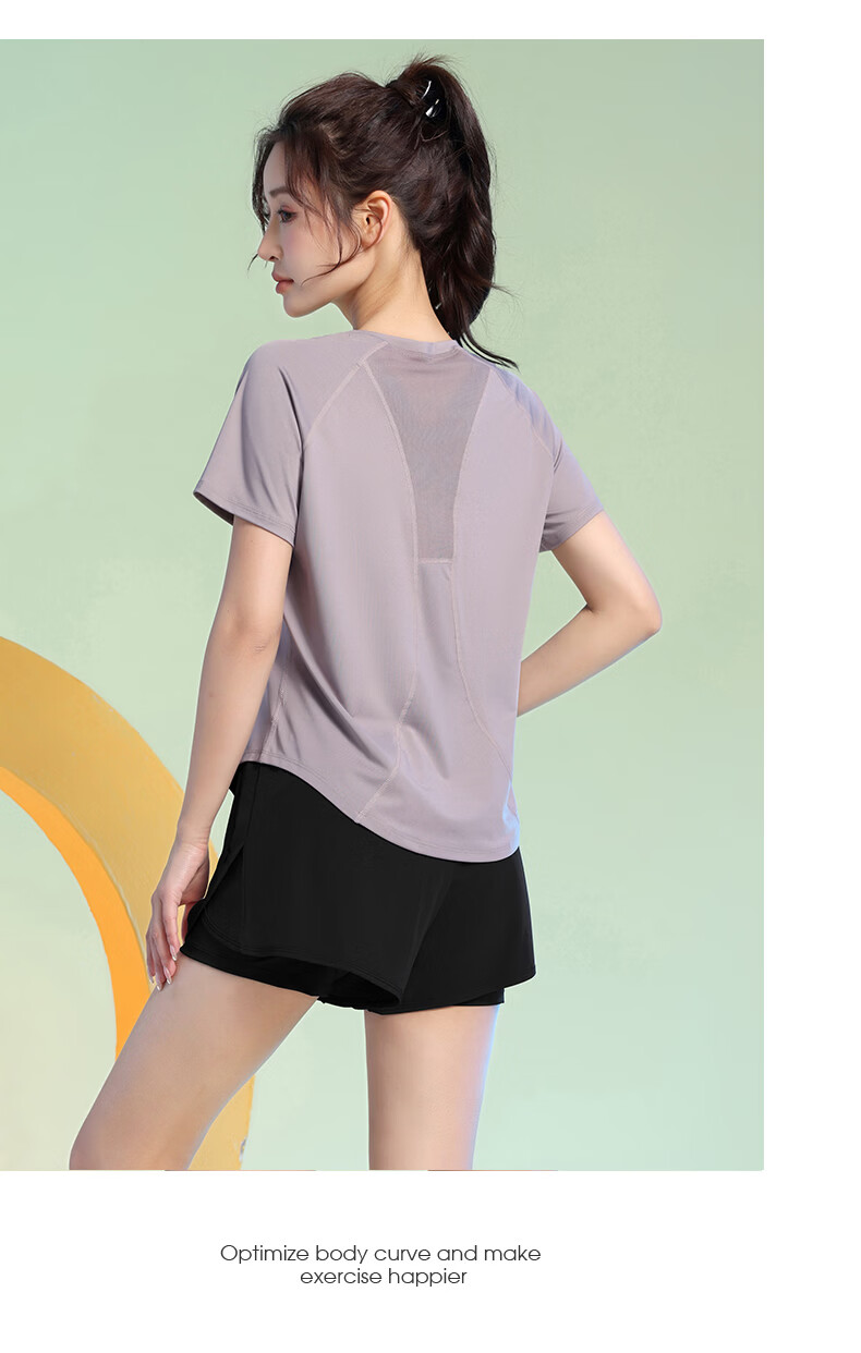 Baisirong Premium Summer Morning Running Sports Set for Women Short Sleeve Breathable Quick-Dry Badminton Slim Fitness Yoga Wear 11