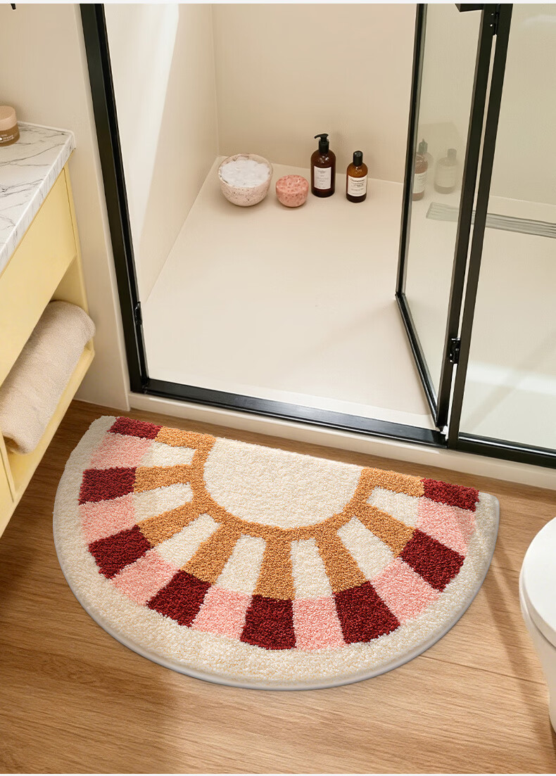 Da Jiang Bathroom Mat Toilet Bath Entrance Water Absorbent Non-Slip Cartoon Flocked Bathroom Rug 45x75cm 15