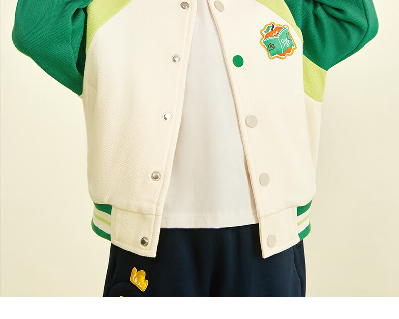Ciciibear Boys' Baseball Jacket Spring And Autumn Style, Children's Autumn Outerwear, 2024 New Vintage Color-Block Design for Boys 2