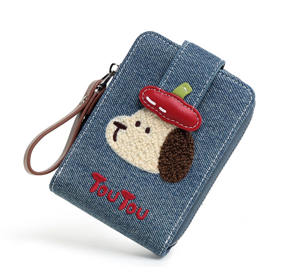 Toutou 2026 New Style Wallet Pork Floss Dog Denim Card Holder ID Storage Coin Purse Girl Birthday Gift for Girlfriend 30