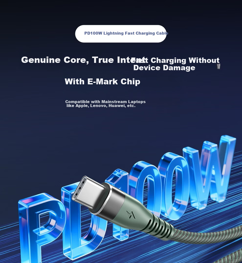 Jingxuan JD Self-Owned Brand Type-C to Type-C PD 100W Apple Charging Cable 5A Compatible with iPad Apple/Xiaomi/Huawei 30W Compatible 1m Olive Green 1