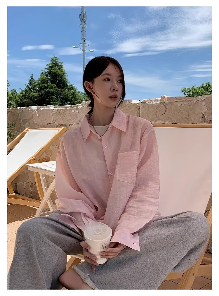 ICH MODE "Island Memory" Summer Physical Sunscreen Shirt Beach Tencel Shirt Cover-up Lightweight Jacket Blue XL 20