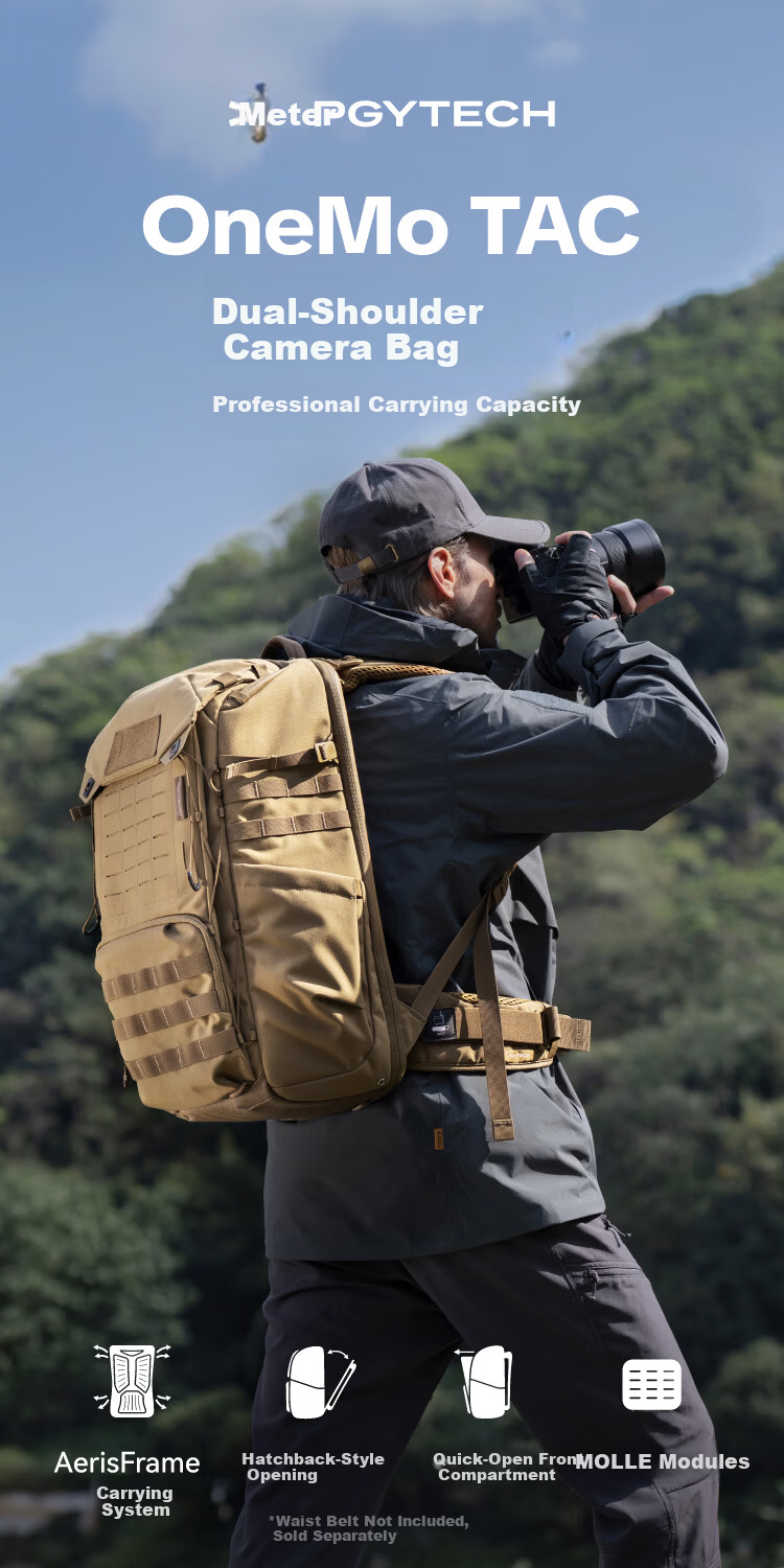 PGYTECH OneMo TAC Camera Backpack Digital Bag Canon Nikon Stabilizer Professional Storage Outdoor Travel DSLR Camera Bag 25L Night Camouflage 1