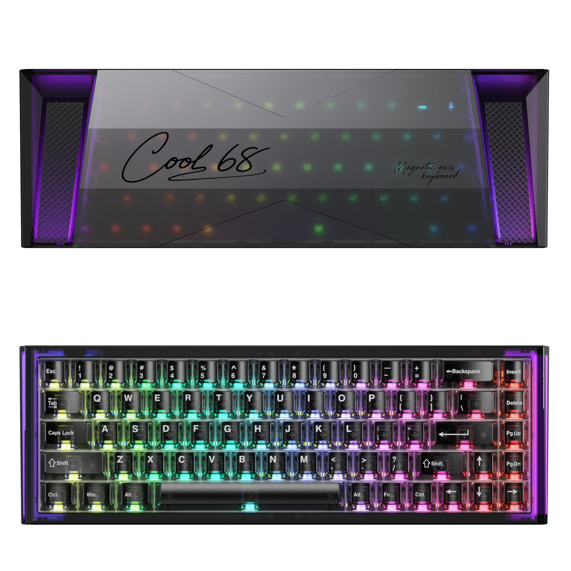 DAREU COOL68 Magnetic Switch Keyboard, RT E-Sports Gaming Mechanical Keyboard, 8K Polling Rate, Hot-Swappable, RGB Dual-Drive Light Box, VALORANT 68-Key Layout, COOL68 Ice Rock Black
