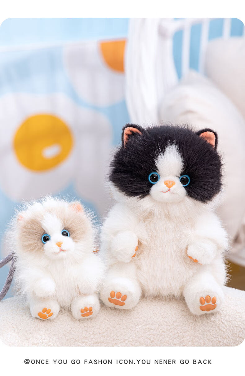 WELTSTON Plush Toy Cat Doll Stuffed Animal Pillow Gift for Girls' Birthday Present, White Cat Figurine 13