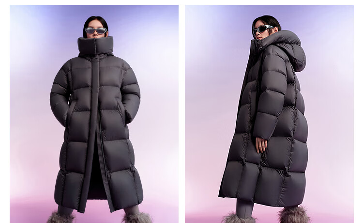 BOSIDENG Off-Season Women's Down Puff Jacket Winter 90% Down Thickened Detachable Hood Loose Extra Long Coat Mall Same Style 17