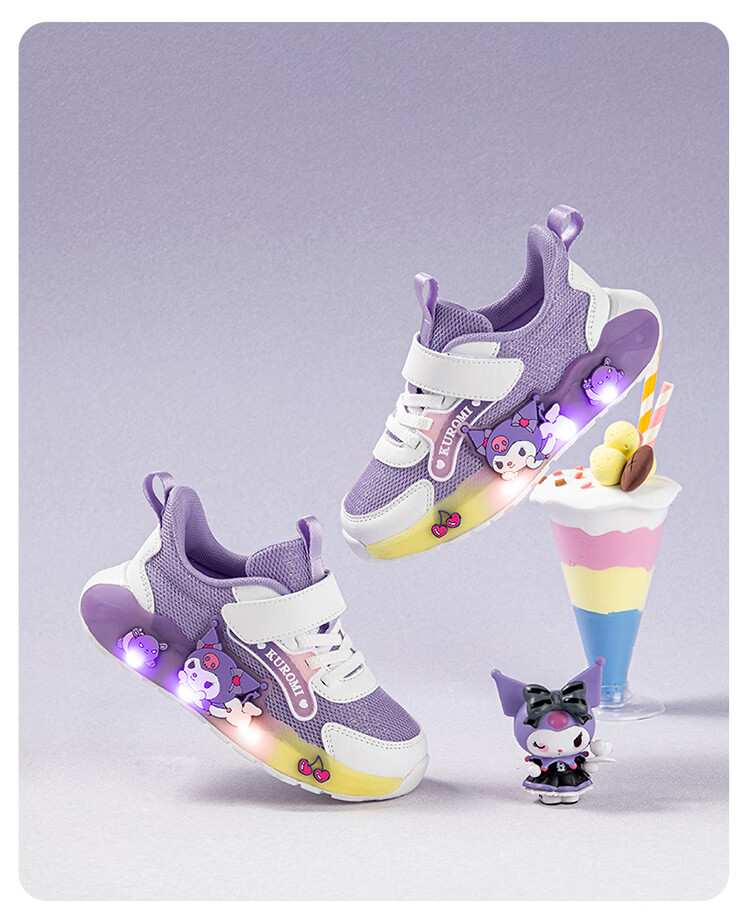 Hello Kitty Kids Girls Sports Shoes Melody Children's Light-Up Running Shoes Lightweight Sneakers 6601 Mauve Pink Size 28 16