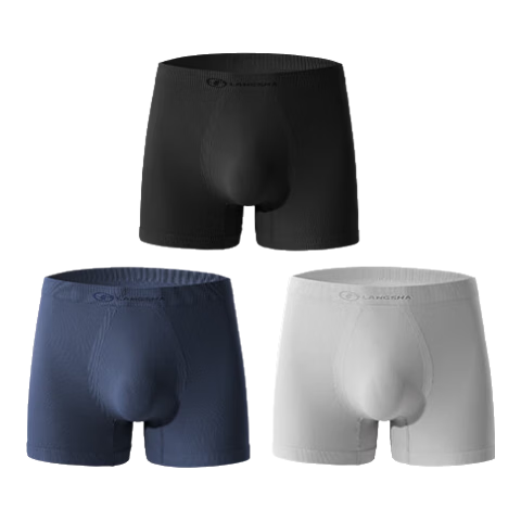 LangSha Men's Sports Underwear Fitness Anti-Chafing Marathon Boxer Briefs Antibacterial Quick-Dry 3-Pack