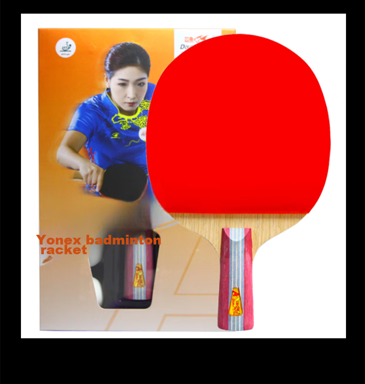 DOUBLE FISH Straight Handle Entry-Level Table Tennis Racket for Elementary School Students, Beginners, And Entertainment Use, Double-Sided Reverse Rubber Ping Pong Paddle [1A+E + 2 Balls Included] 9