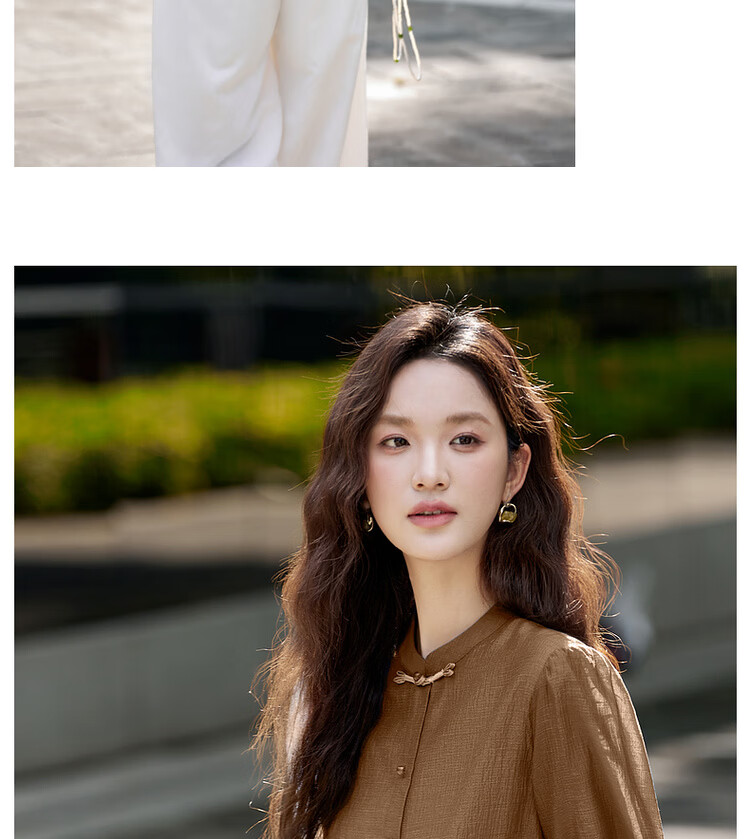 Vimly New Chinese Style National Wind Pleated Round Neck Shirt Women New Flowing Shoulder Jacket Top Peacock Blue XL 25