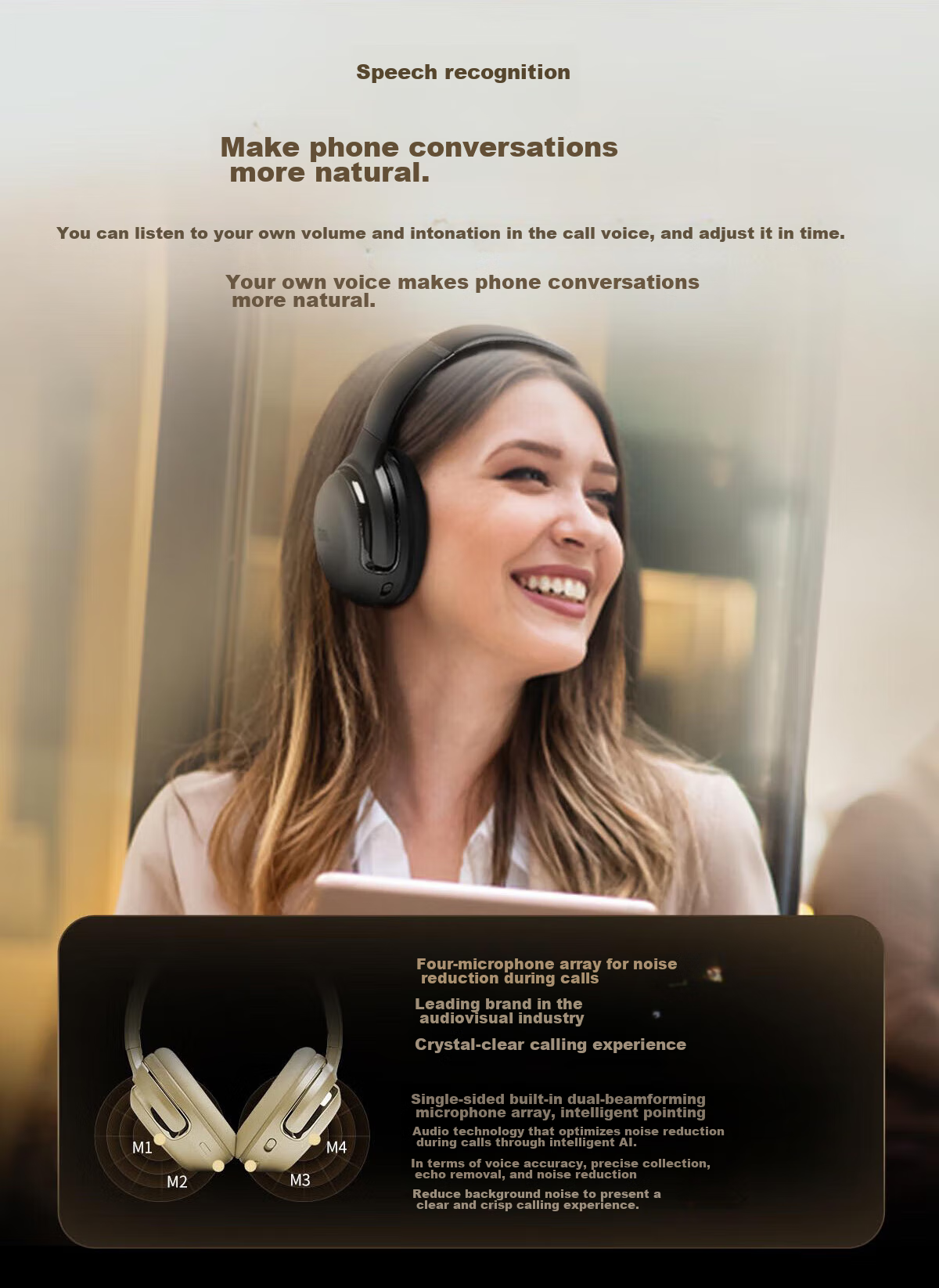 JBL TOUR ONE M2 Wireless Bluetooth Headphones, Long Battery Life, Active Noise Cancellation, Hi-Res Certified, Music Earphones, High-End Travel Commuter Headset, Champagne Gold 15