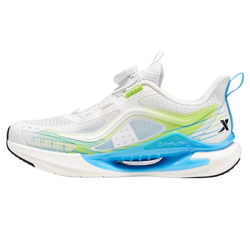 XTEP Youth Hydrogen Wind 9.0 Boys Dial Running Shoes Sports Shoes Classic White/Super Green/Sea Blue Size 38