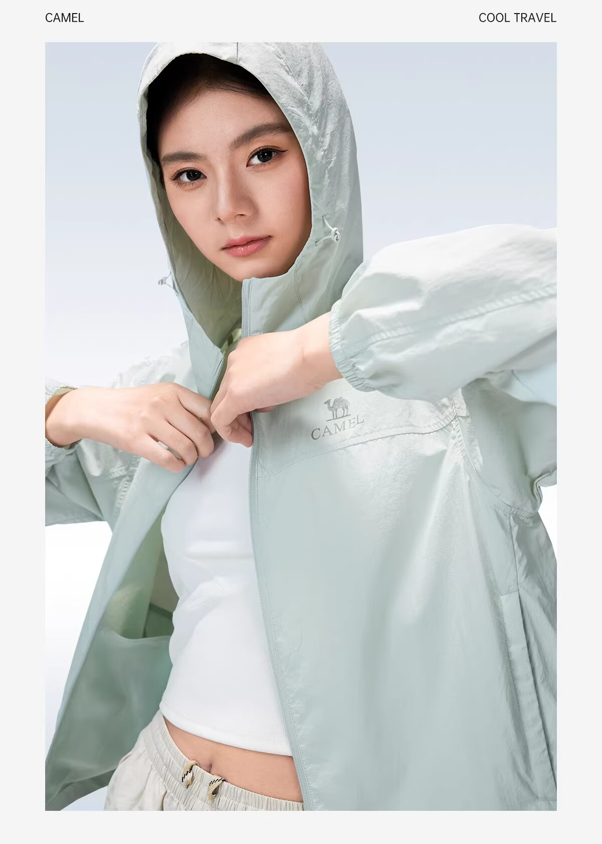 Camel Women's Outdoor Sun Protection Jacket 2026 Spring Summer New Dual-Wear Rain and Sun Cooling Water-Repellent Hooded Sports Jacket for Men 22