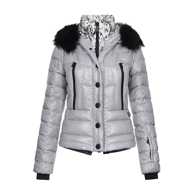 moncler 盟可睐 女士银灰色聚酰胺纤维连帽羽绒服 a2 098 4699225
