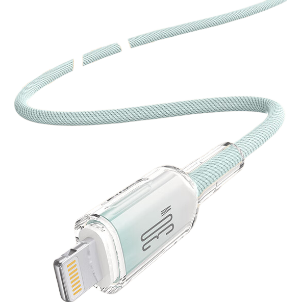 Smorss Apple Type-C Fast Charging Cable PD30W/27W/20W to Lightning for iPhone 14/13/12/11 Car Use - Ice Crystal Green 1.5m