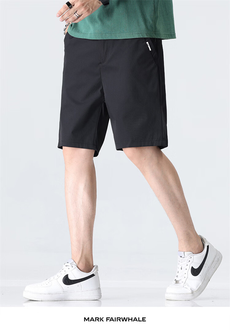 MARK FAIRWHALE Men's Shorts, Summer Business Casual Pants, Lightweight Straight-Leg Five-Point Shorts, Versatile Youth Trousers for Me 18