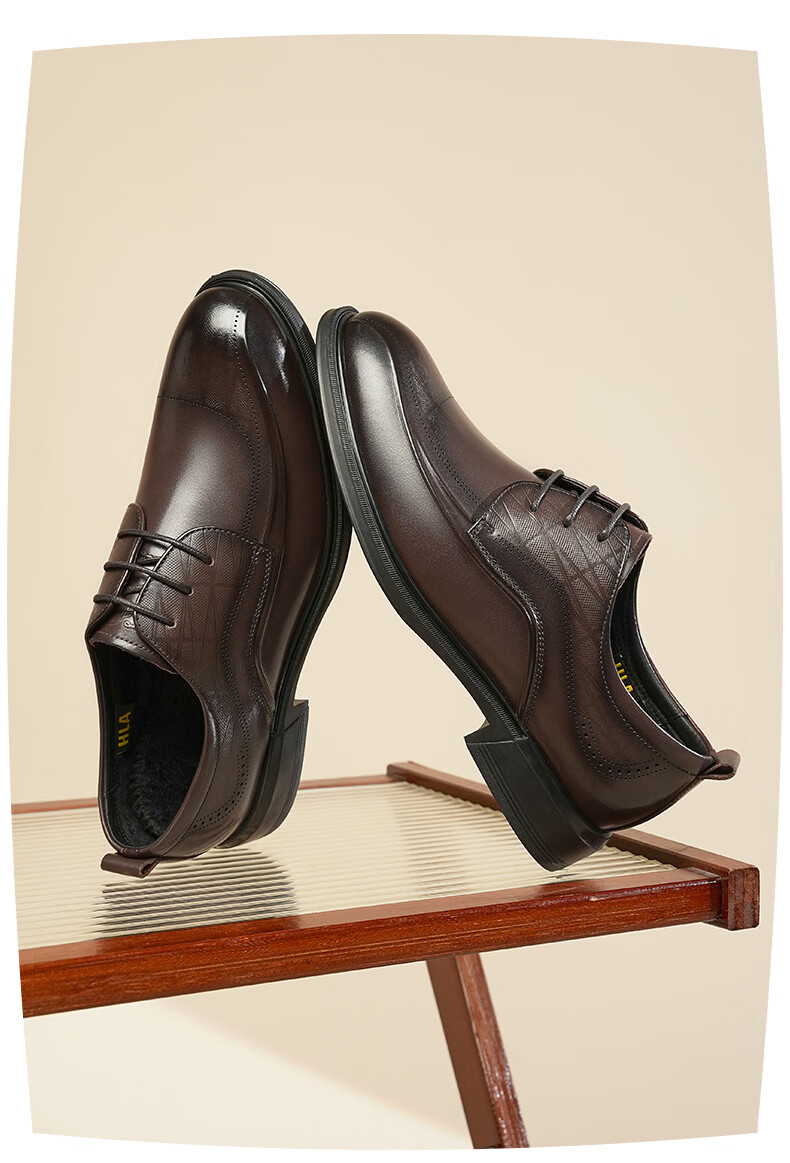 HLA Men's Classic Full-Grain Leather Formal Business Derby Shoes HAAPXM1FBA168 Black Size 43 8