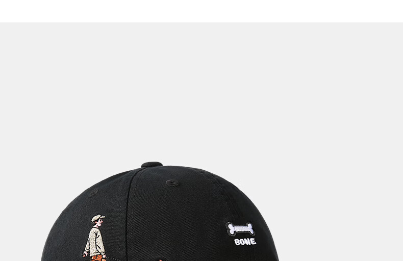 CACUSS Women's Spring New Embroidered Baseball Cap College Style Casual Slim Face Baseball Cap Men's Night Mist Black 19