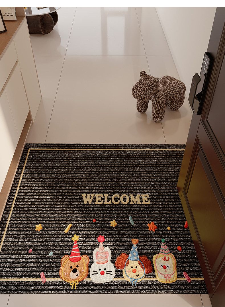 Bahainiao Cartoon Doormat for Horse Year, Cuttable, Dirt-Resistant, Entrance Hall Outdoor Foot Mat, Non-Slip, Mud-Scraping Door Mat 8